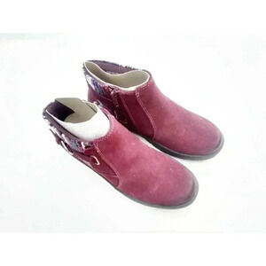 Earth Origins Water Repellent Suede Leather Ankle Boots - Tate Merlot Red Sz 8M